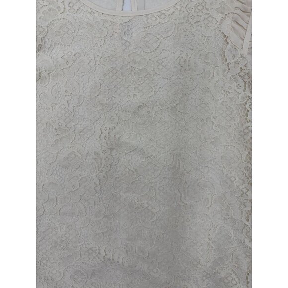 Girls Cream Lace Ruffle Sleeve Top By Loft - Picture 8 of 8